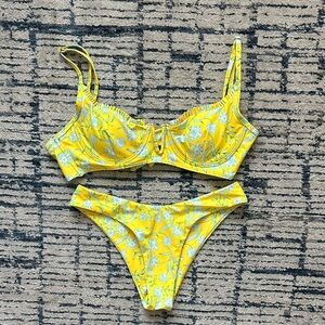 ZAFUL Women's Floral V-Wire High Cut Bikini Set Size 4 Small